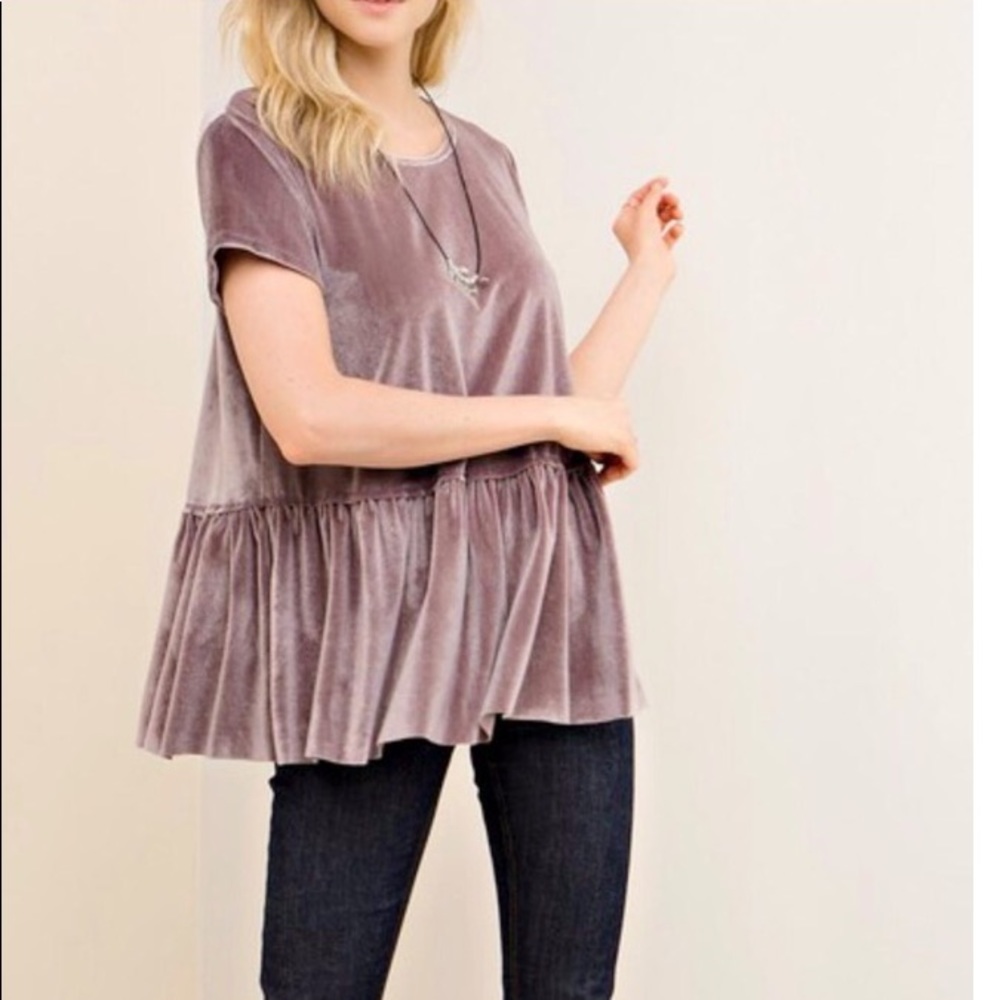 Entro Velvet Swing Peplum Top